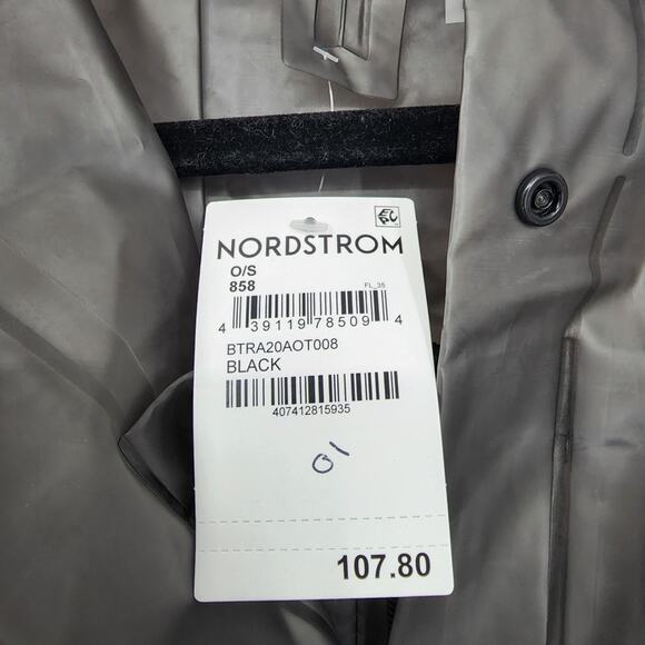 Big Hit Entertainment Nordstrom Black Trench Long Raincoat Poncho NWT One Size - Picture 2 of 6